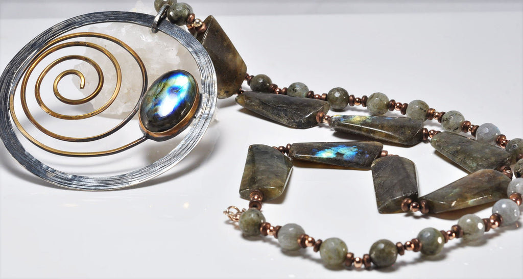 Handmade Labradorite  Silver Necklace,925 Sterling Silver Genuine Authentic Necklace, Labrodorite  Gemstone Jewelry Gift for Her