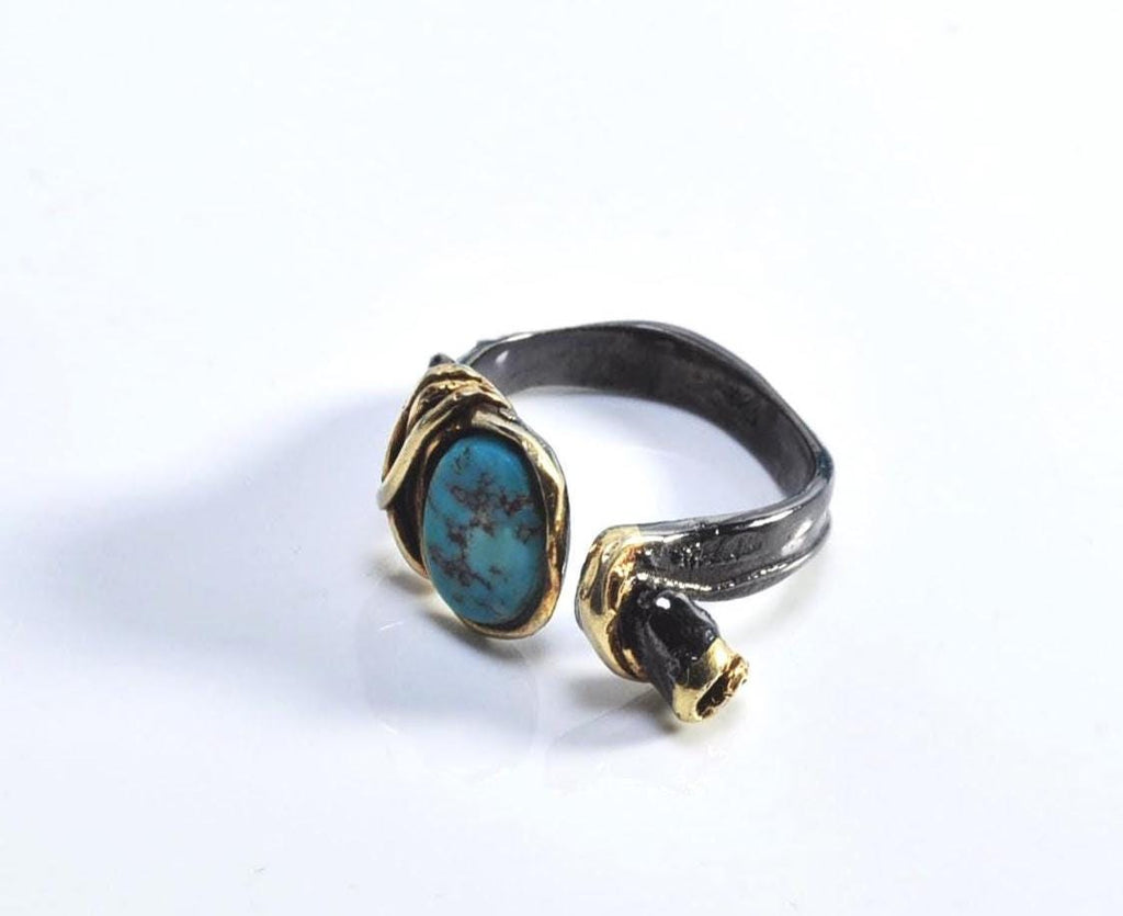 Handmade Turquoise Ring: 925 Sterling Silver Band, Natural Gemstone