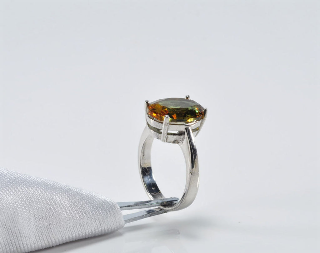Handmade Sultanite Ring: Color Changing Gemstone, Sterling Silver