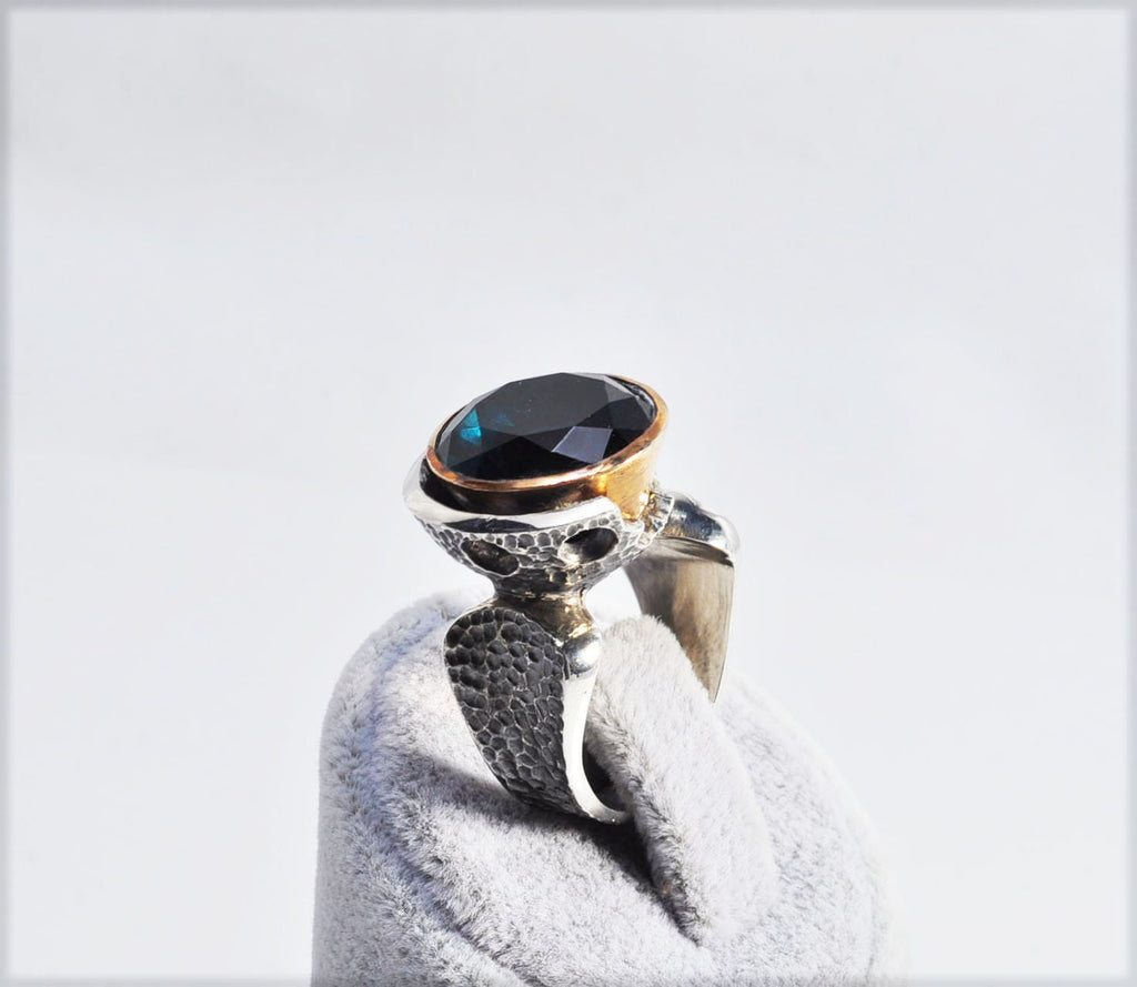 Handmade Sapphire Silver Ring, Handcrafted Sapphire Jewelry, 925 Sterling Silver Band Sapphire Ring,Wedding Ring Gift