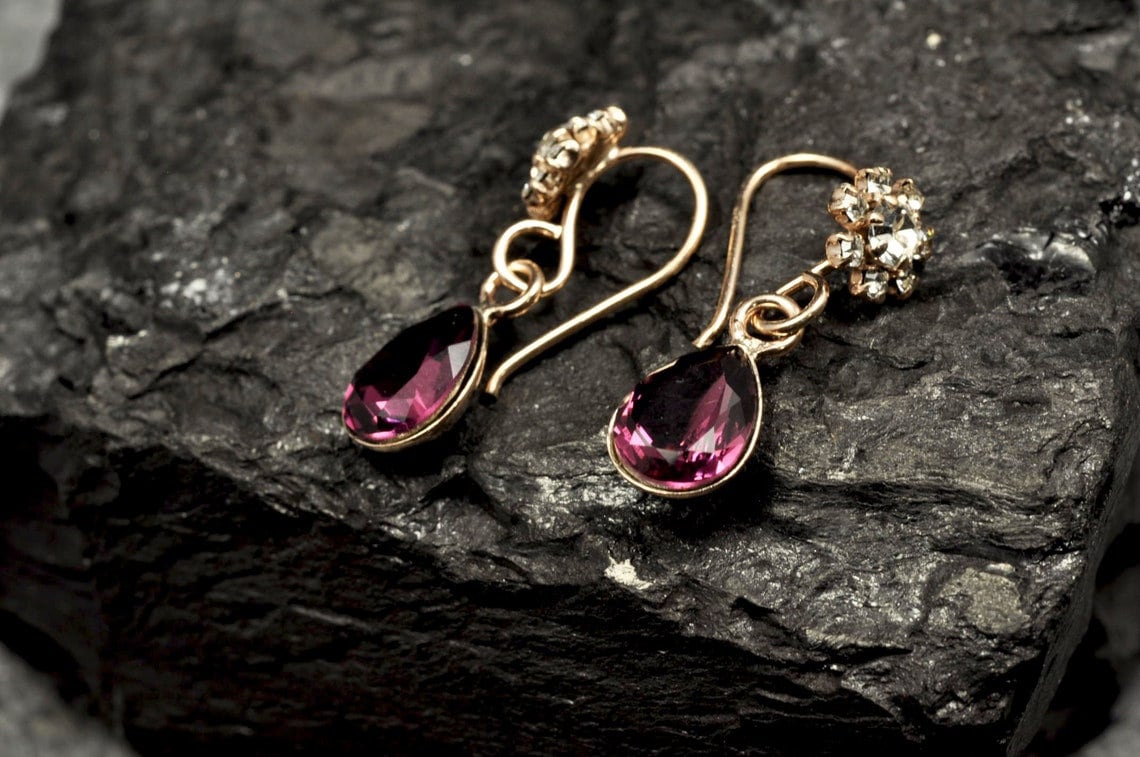 Handcrafted Amethyst and Zircon Silver Earring,Handmade Amethyst and Zircon Jewelry,925 Sterling Silver Dangle Drop Earring,Genuine Gemstone