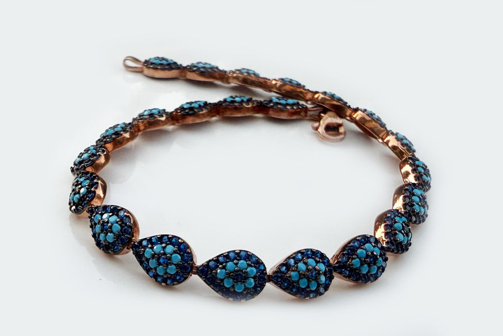 Handmade Neon Apatite Gemstone Bracelet: Rose Silver Jewelry