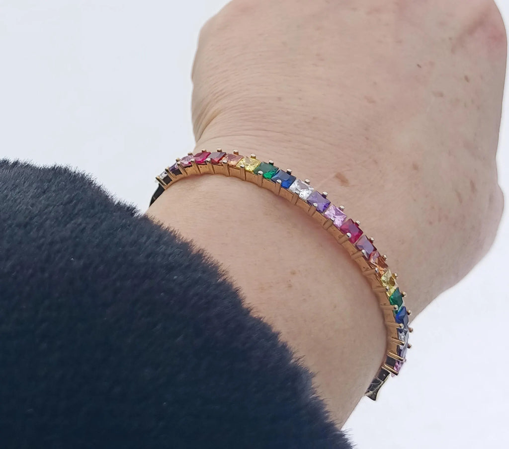 Rainbow Zircon Gemstone Bracelet – Unique Handmade Sterling Silver Jewelry