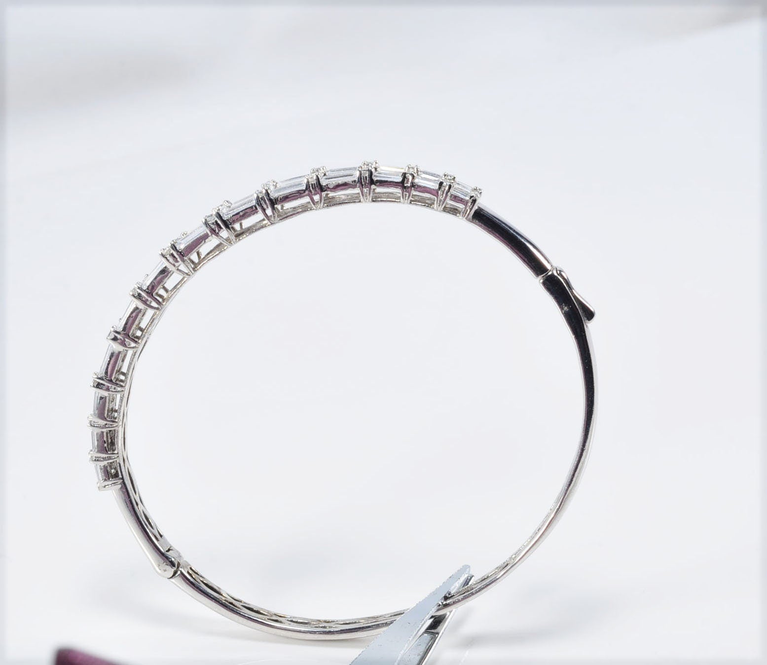 Handmade Baguette Zircon 925 Sterling Silver Bracelet, Wedding Jewelry