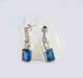 Handmade London Blue Topaz & Zircon Silver Drop Earrings