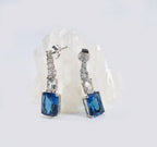 Handmade London Blue Topaz & Zircon Silver Drop Earrings