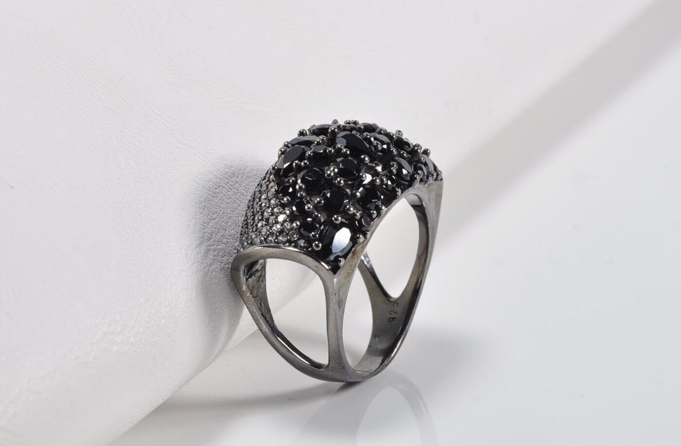 Handmade Zircon and Onyx Silver Ring, Handcrafted Zircon and Onyx Jewelry,Wedding Ring Gift, Black Silver Zircon and Onyx Ring,Gift for her