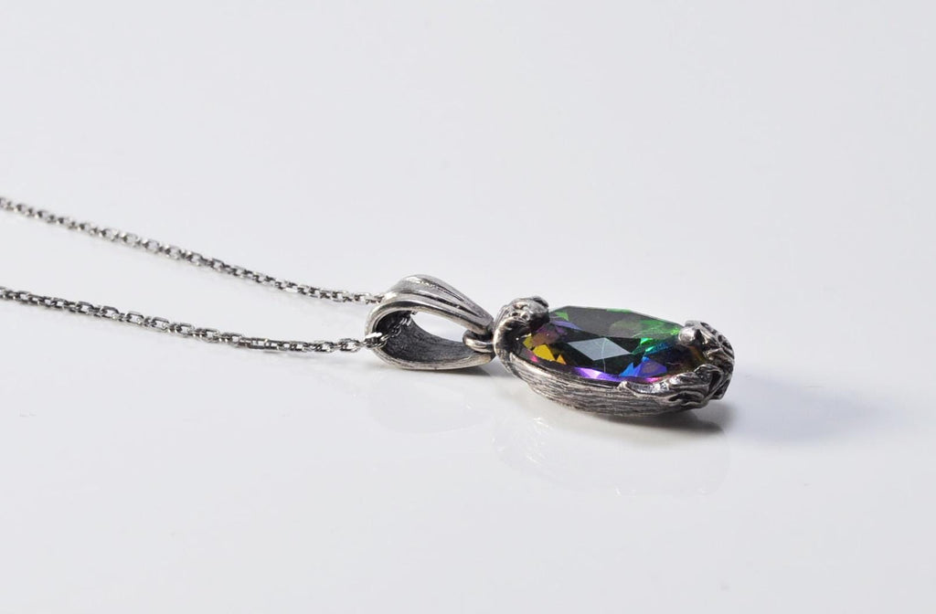 Handmade Mystic Topaz Sterling Silver Necklace, Gemstone Jewelry Gift