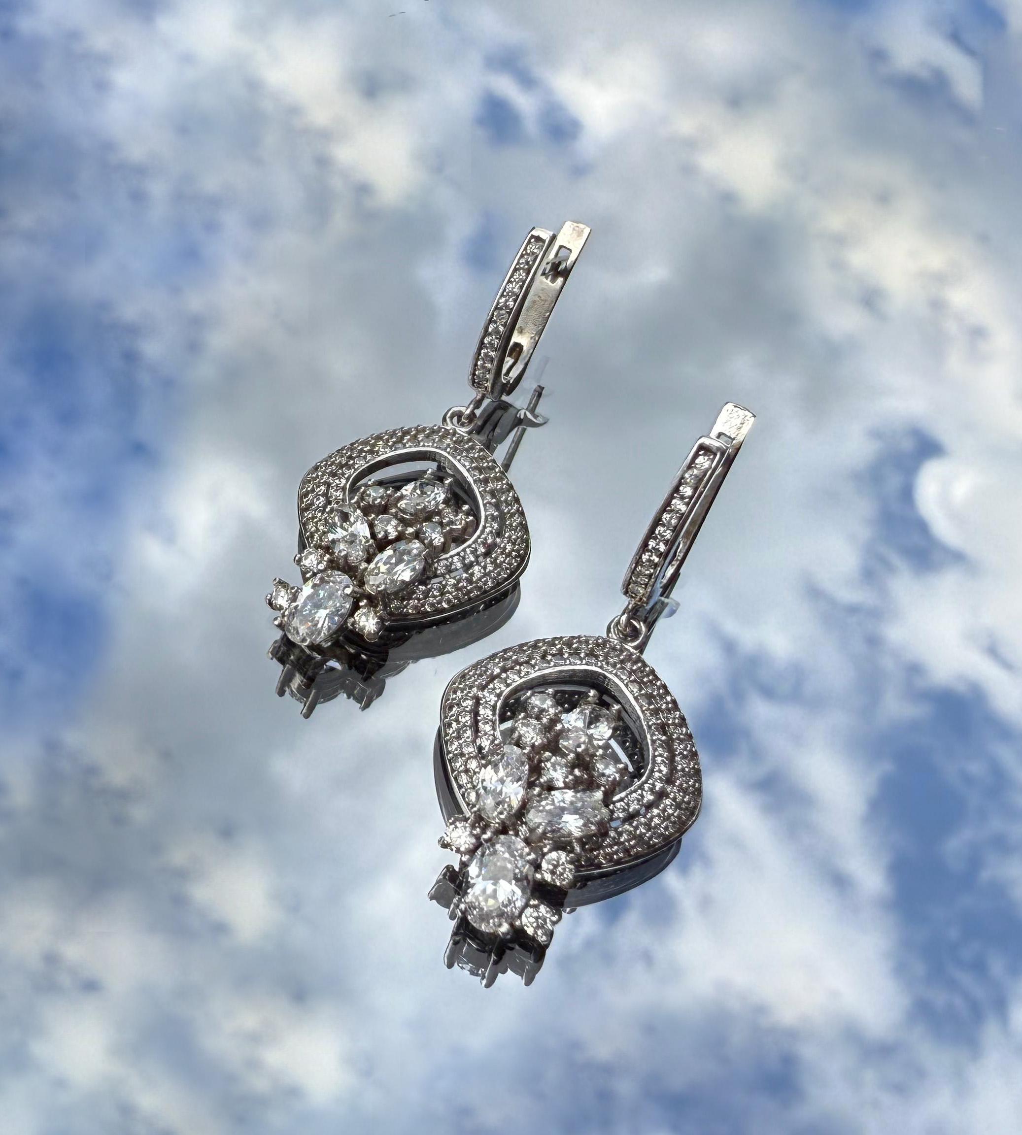 Handmade Sterling Silver Zircon Earrings: December Birthstone Jewelry