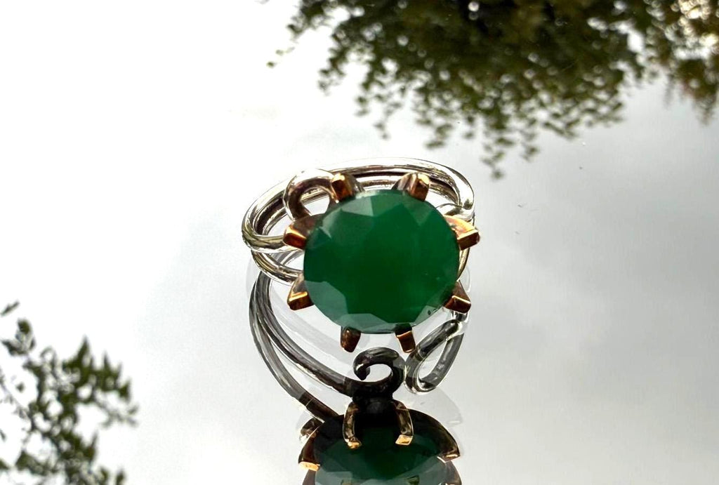 Handmade Green Agate Ring: 925 Sterling Silver, Harmony Jewelry
