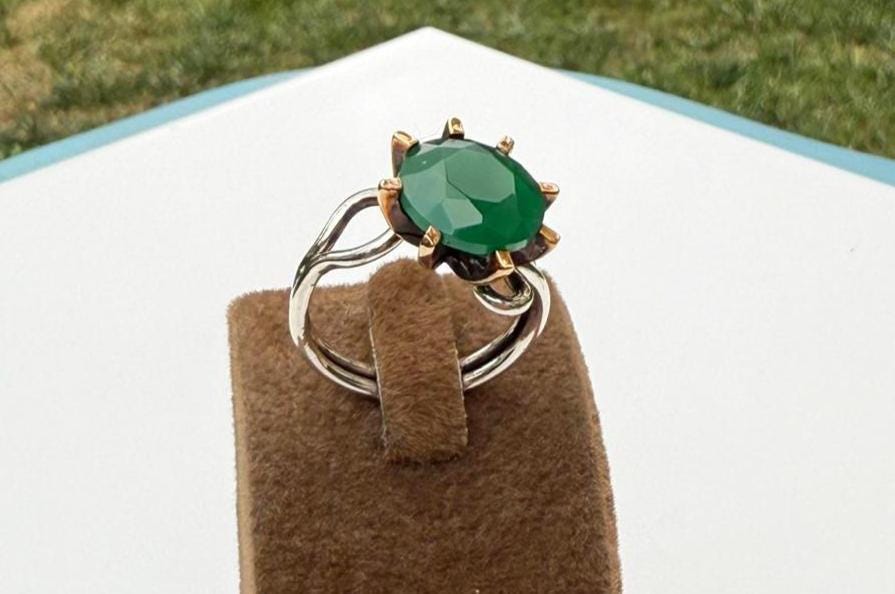Handmade Green Agate Ring: 925 Sterling Silver, Harmony Jewelry
