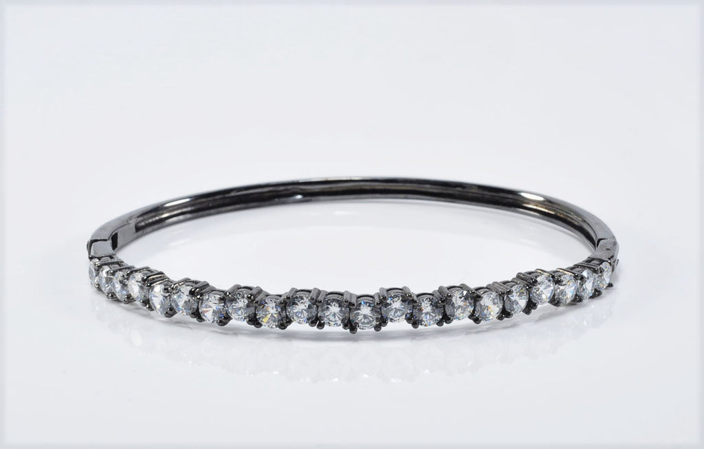 Handmade Genuine Zircon Gemstone Black Silver Bracelet,Zircon Bracelet Jewelry,Handcrafted Black Silver Zircon Bracelet Gift for Her