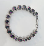 Handmade Genuine Mystic Topaz and Zircon Gemstone Silver Bracelet, Mystic Topaz and Zircon Bracelet Jewelry,Wedding Gift, Anniversary Gift