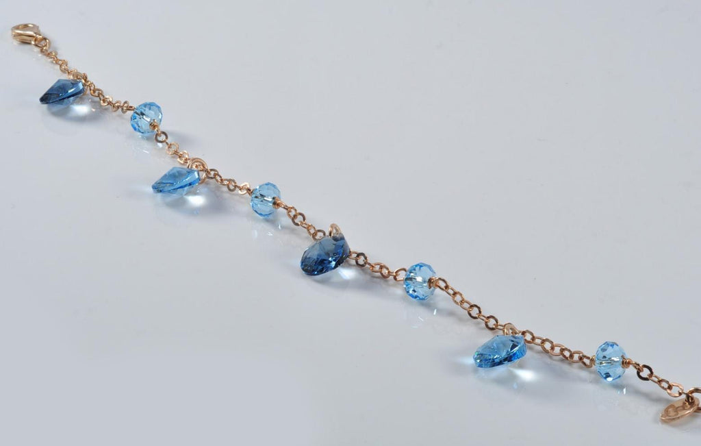 Handmade Genuine Aquamarine Rose Silver Bracelet, Handcrafted Aquamarine Bracelet Jewelry,Anniversary Gift for her