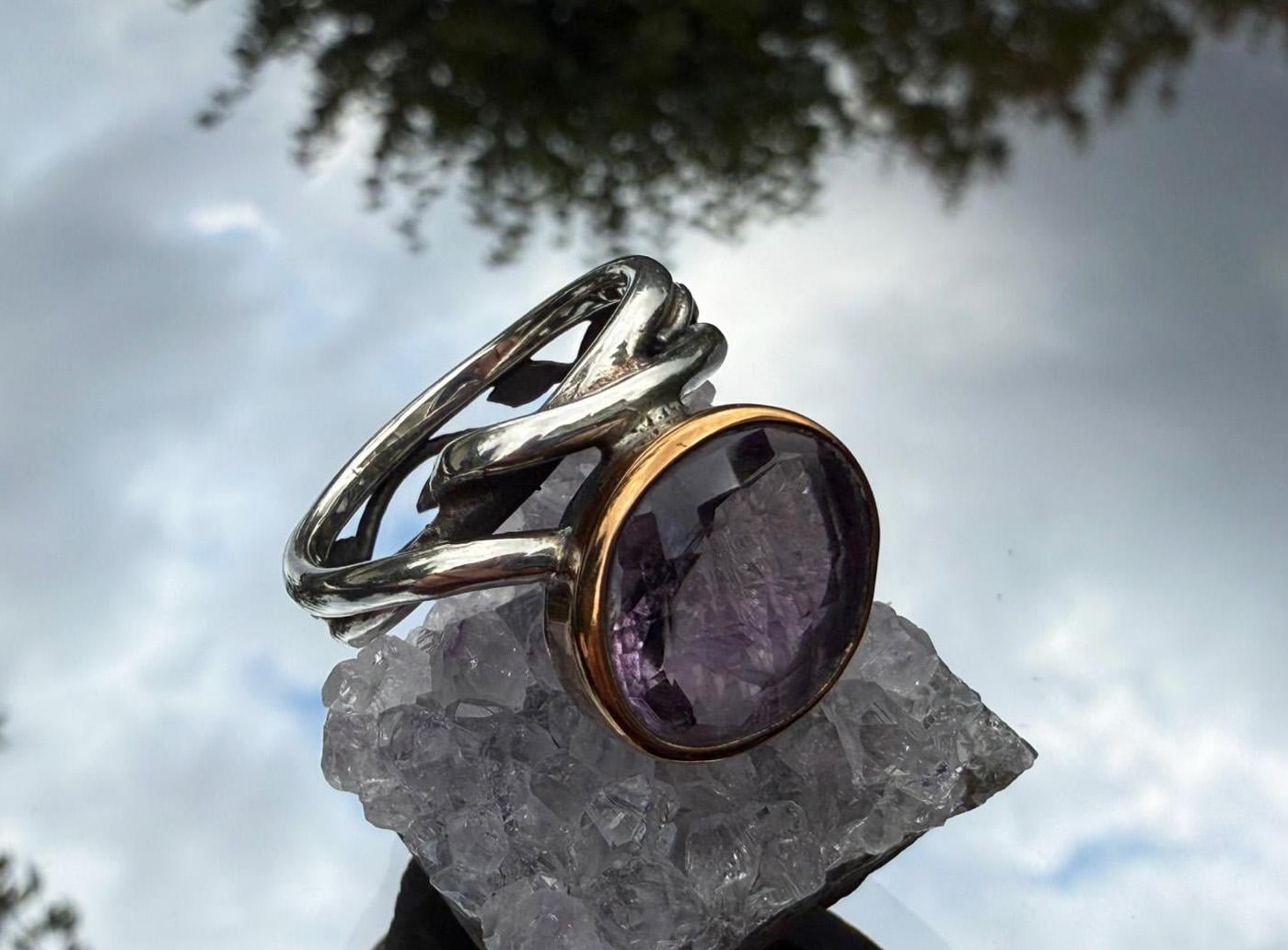 Handmade Amethyst Sterling Silver Ring: February Birthstone Jewelry