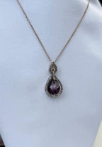 Handmade Amethyst & Zircon Silver Necklace: Rose Silver Jewelry Gift
