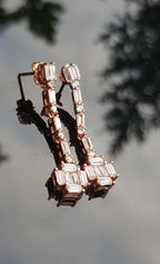 Handmade Genuine Zircon Rose Silver Earring, Handcrafted Zircon Earring Jewelry, Gift for Her