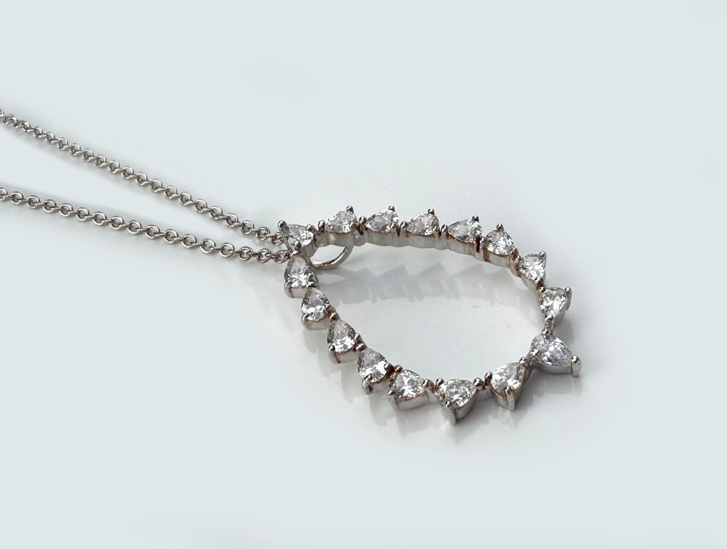 Sterling Silver Zircon Gemstone Necklace: Handmade Wedding Jewelry
