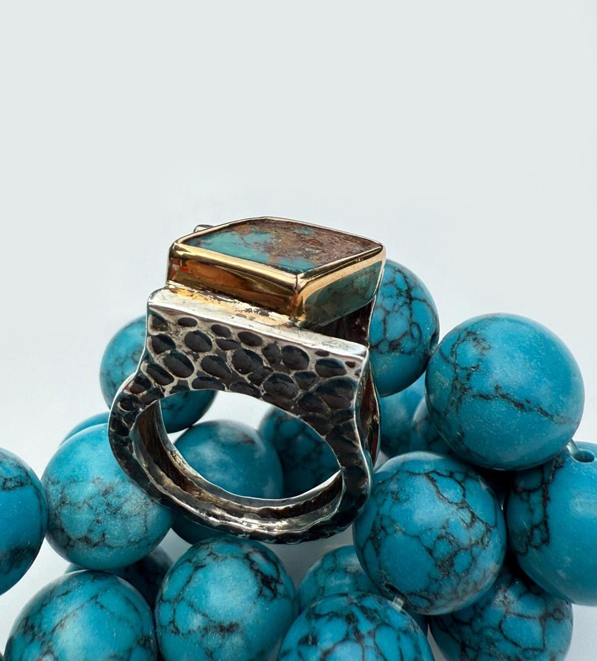 Handmade Turquoise Ring: 925 Sterling Silver Band, Artisan Jewelry