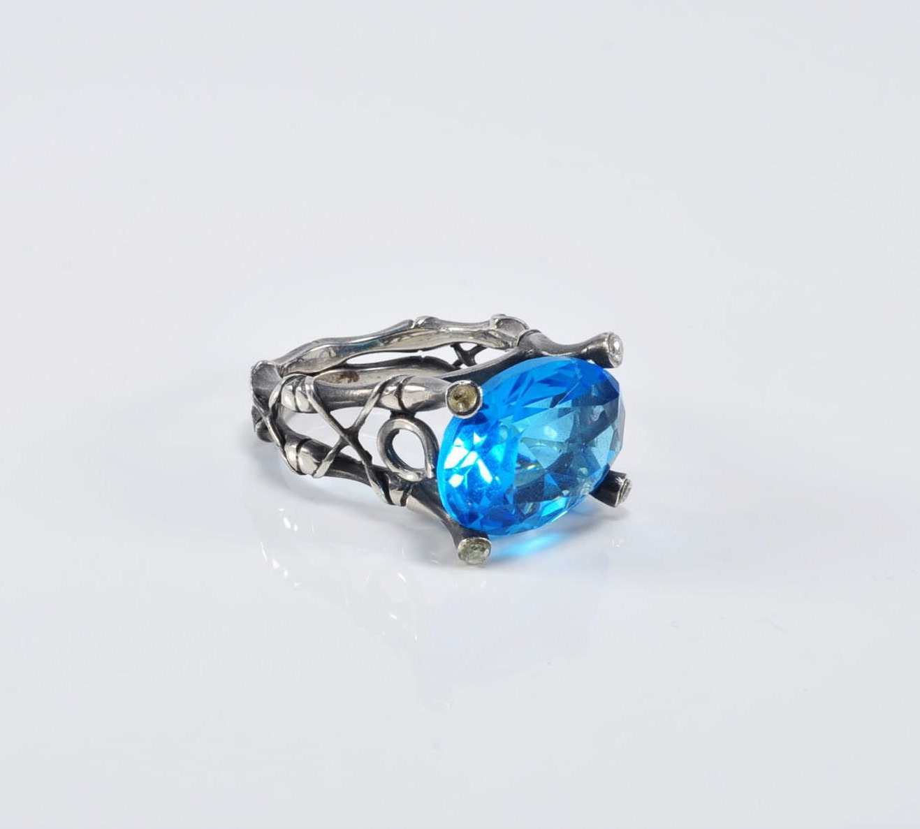 Handmade Aquamarine Silver Ring, Handcrafted Aquamarine Jewelry, 925 Sterling Silver Band Aquamarine Ring,Gift for her