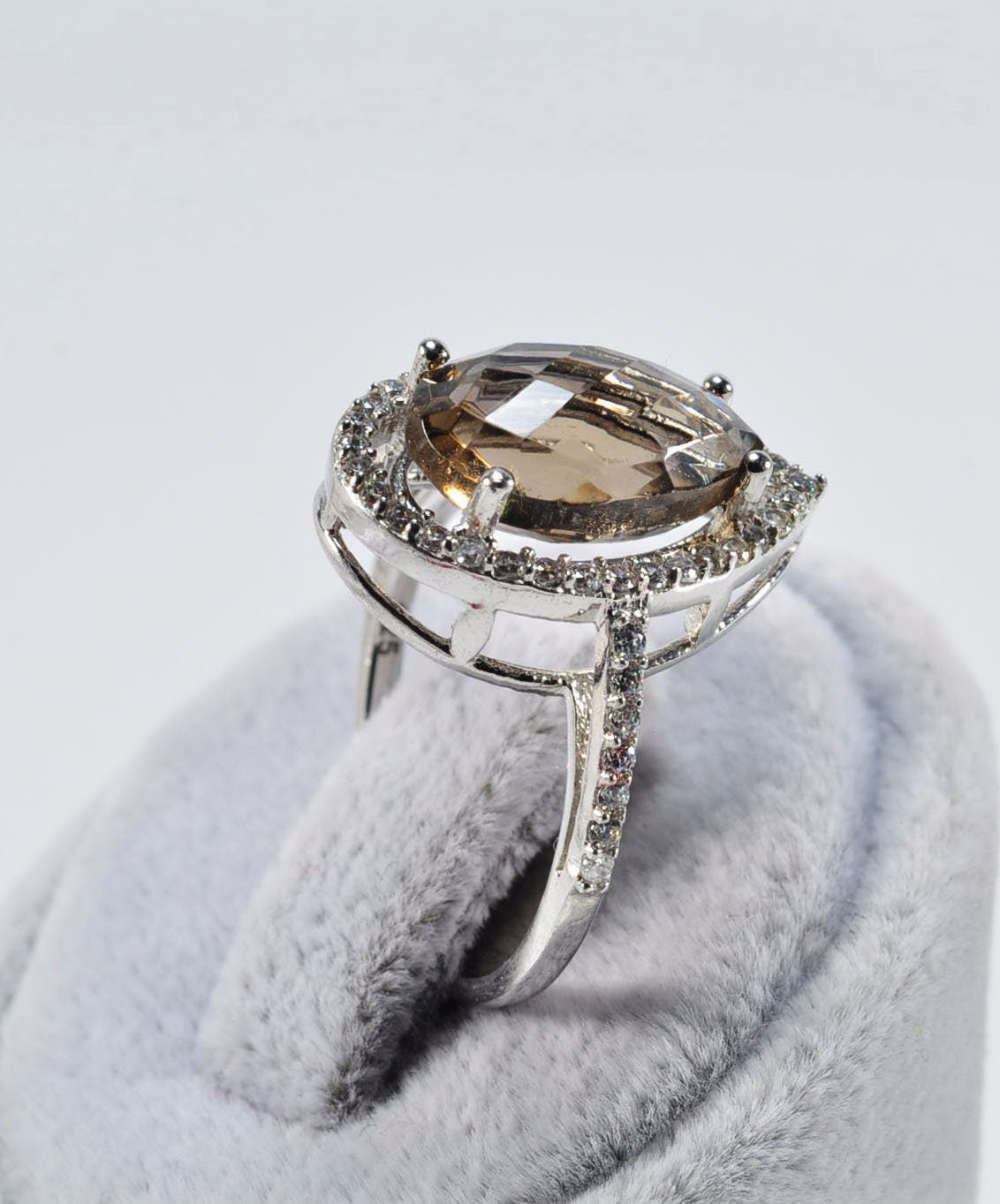 Handmade Citrine and Zircon Silver Ring: Artisan Jewelry Gift