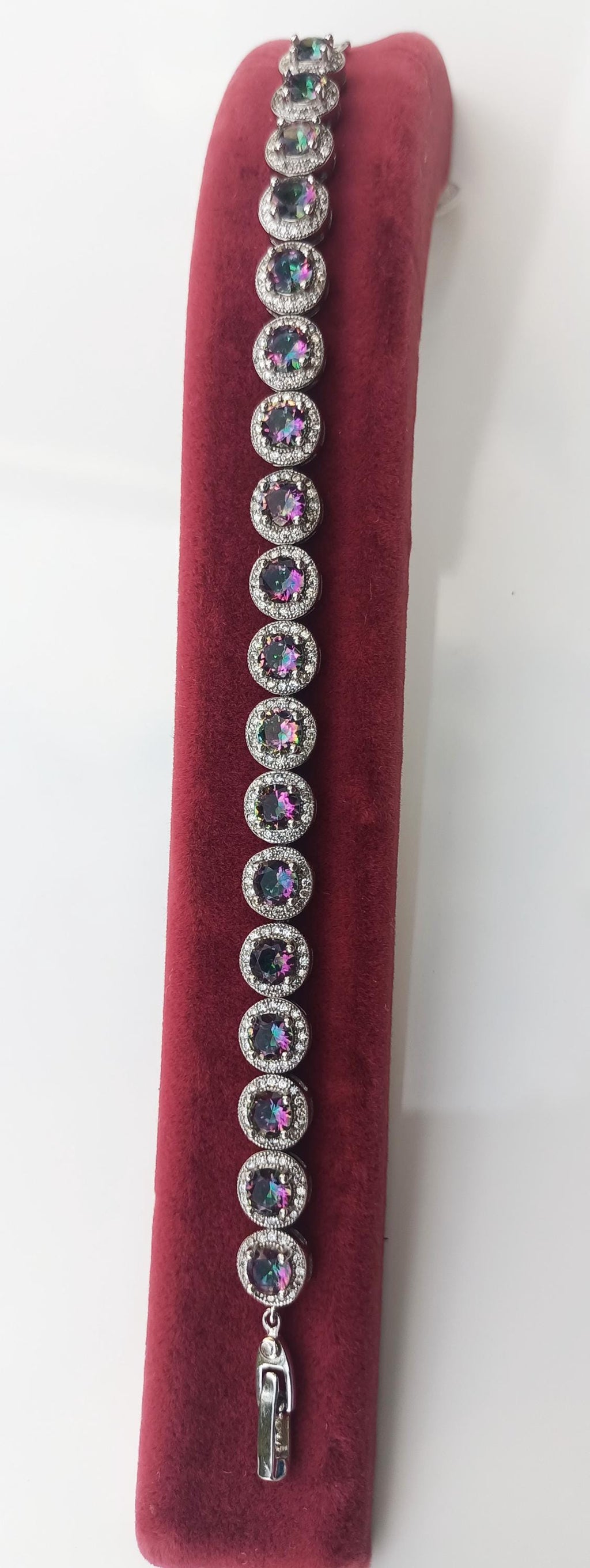 Handmade Genuine Mystic Topaz and Zircon Gemstone Silver Bracelet, Mystic Topaz and Zircon Bracelet Jewelry,Wedding Gift, Anniversary Gift