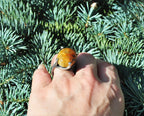 Handmade Amber Silver Ring, Handcrafted Amber Jewelry, 925 Silver Band Amber Ring,Gift for her