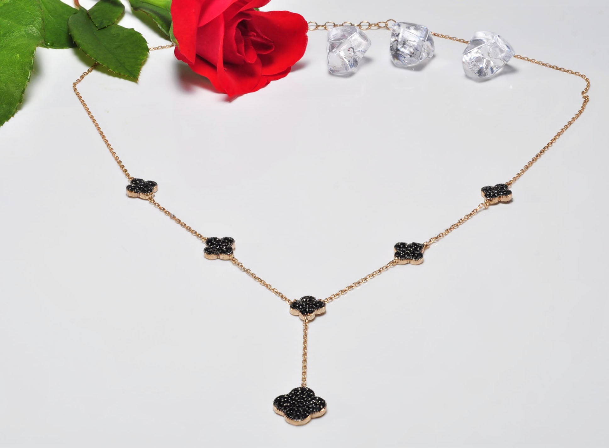Handmade Black Zircon Silver Necklace,925 Sterling Silver Genuine Authentic Necklace, Black Zircon Gemstone Jewelry Gift for Her