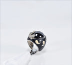 Handmade Onyx Zircon Silver Ring, Anniversary Jewelry Gift