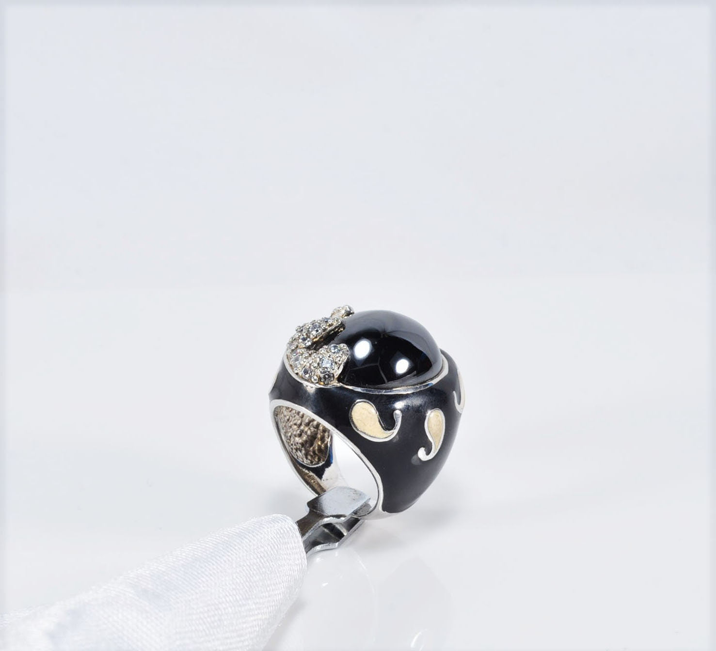 Handmade Onyx Zircon Silver Ring, Anniversary Jewelry Gift