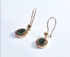 Handmade Emerald and Zircon Earrings in Rose Gold, Elegant Gemstone Drop Jewelry