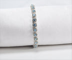 Handmade Aquamarine and Zircon 925 Sterling Silver Bracelet