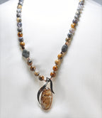 Handmade Jasper Rutilated Quartz Zircon Sterling Silver Necklace