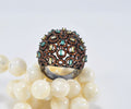 Handmade Aquamarine and Citrine Silver Ring, Handcrafted Aquamarine and Citrine Jewelry, Black Silver Band Aquamarine and Citrine Ring