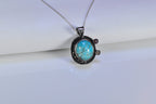 Handmade Genuine Natural Turqouise Silver Necklace,Turqouise Jewelry,Turqouise Gemstone Pendant,Round Cut Neclace,Handcrafted,Artist Design