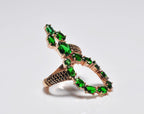 Handmade Emerald and Black Zircon Silver Ring, Emerald and Black Zircon Jewelry,Wedding Ring Gift, 925 Silver Emerald and Black Zircon Ring