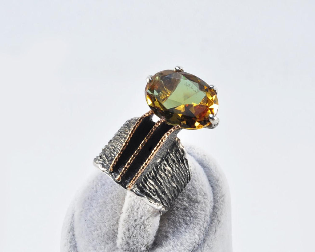Handmade Color Changing Sultanite Silver Ring, Turkish Diaspora Ring