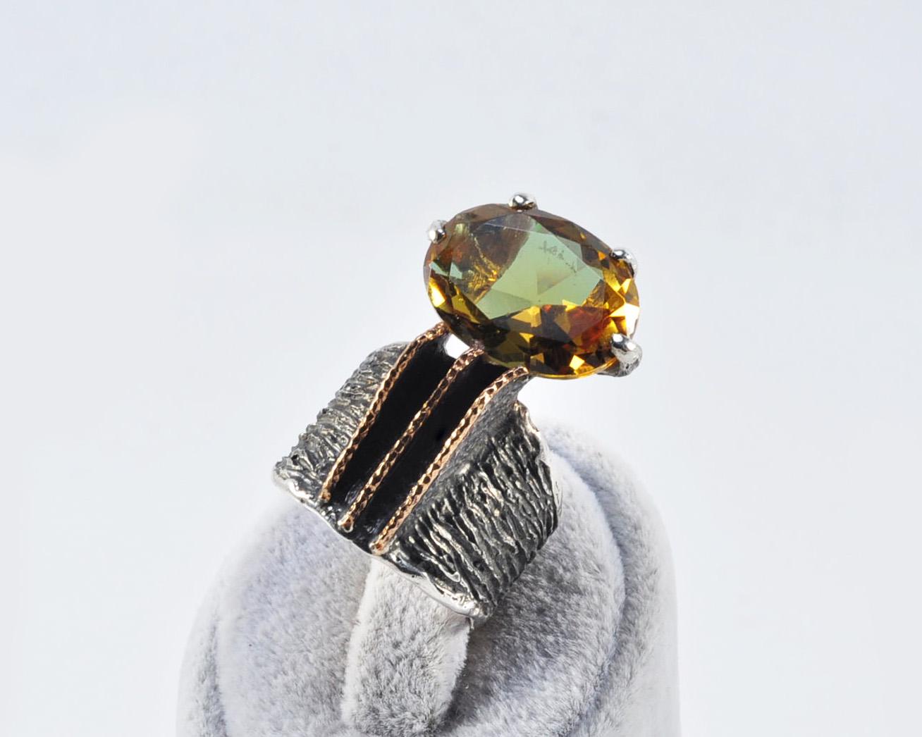 Handmade Color Changing Sultanite Silver Ring, Turkish Diaspora Ring