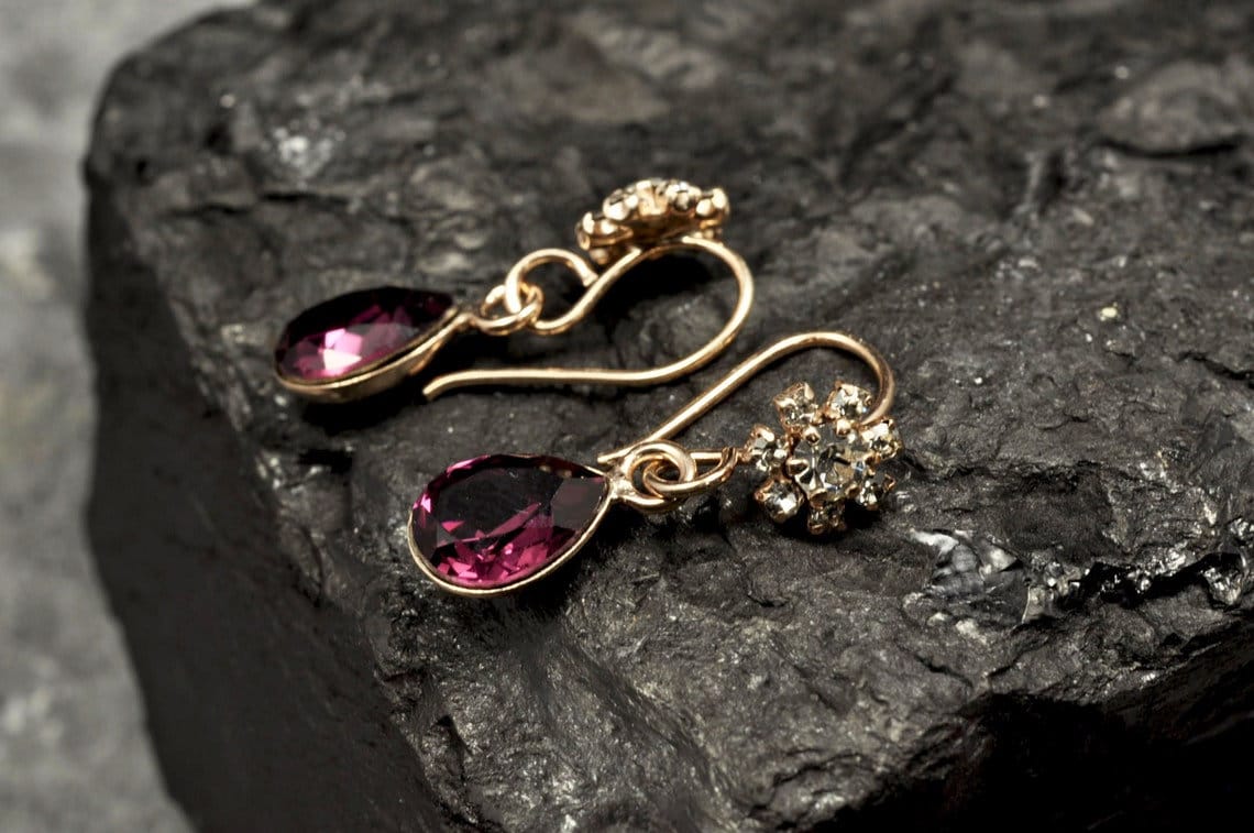 Handcrafted Amethyst and Zircon Silver Earring,Handmade Amethyst and Zircon Jewelry,925 Sterling Silver Dangle Drop Earring,Genuine Gemstone