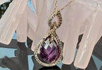 Handmade Amethyst & Zircon Silver Necklace: Rose Silver Jewelry Gift