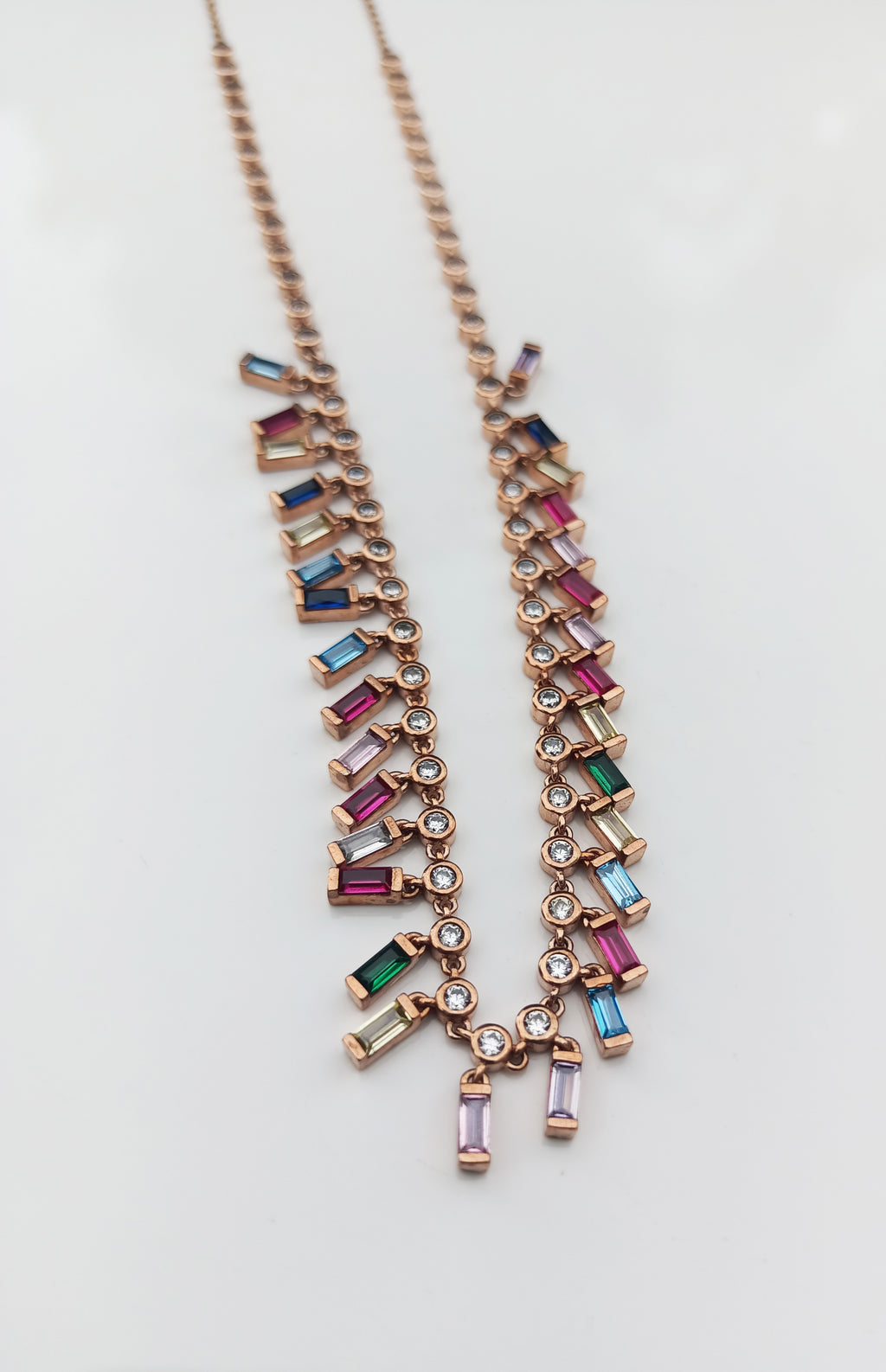 Elegant Multicolor Zircon Pendant Necklace – Authentic Rose Silver Jewelry