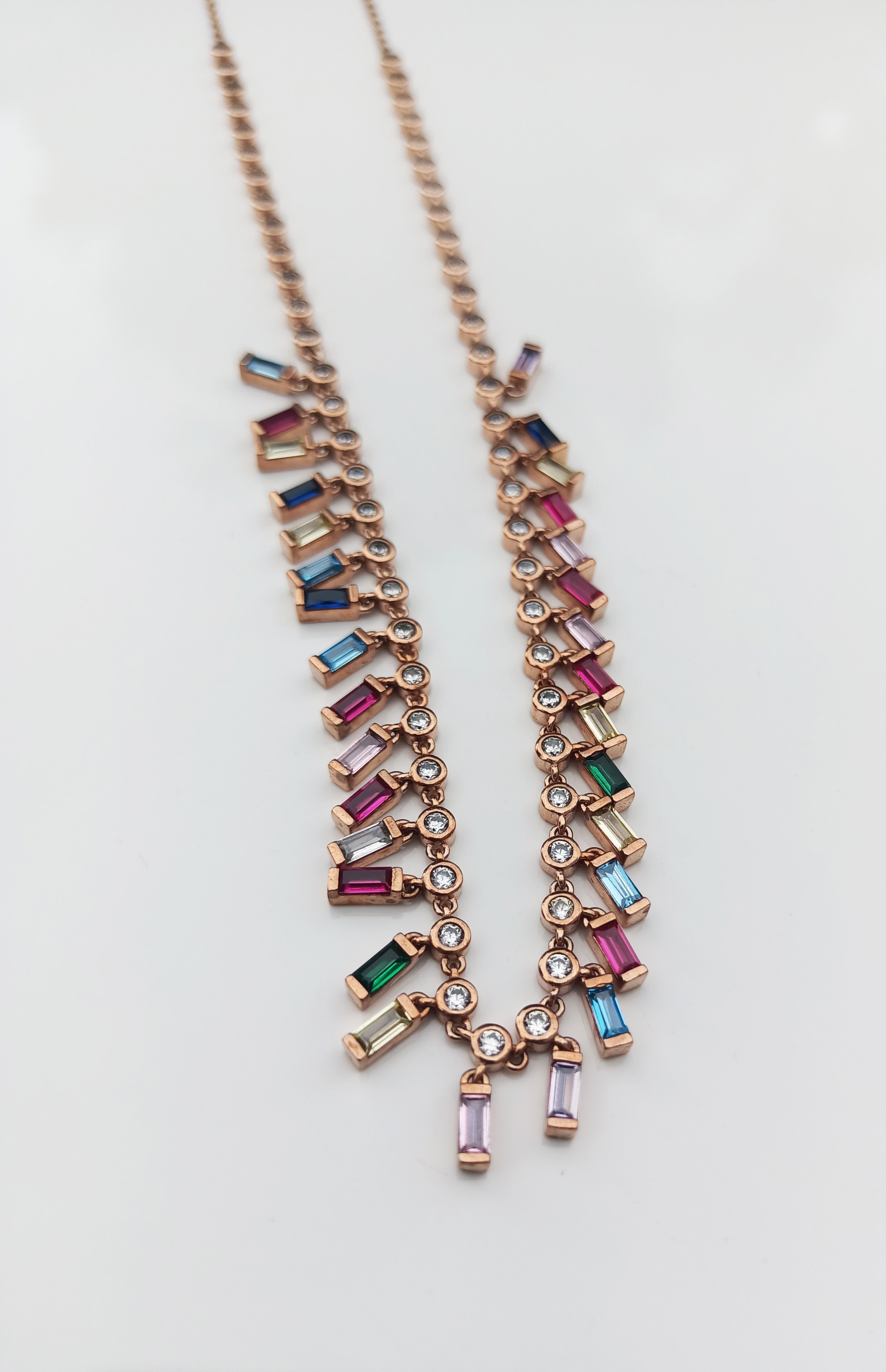 Elegant Multicolor Zircon Pendant Necklace – Authentic Rose Silver Jewelry