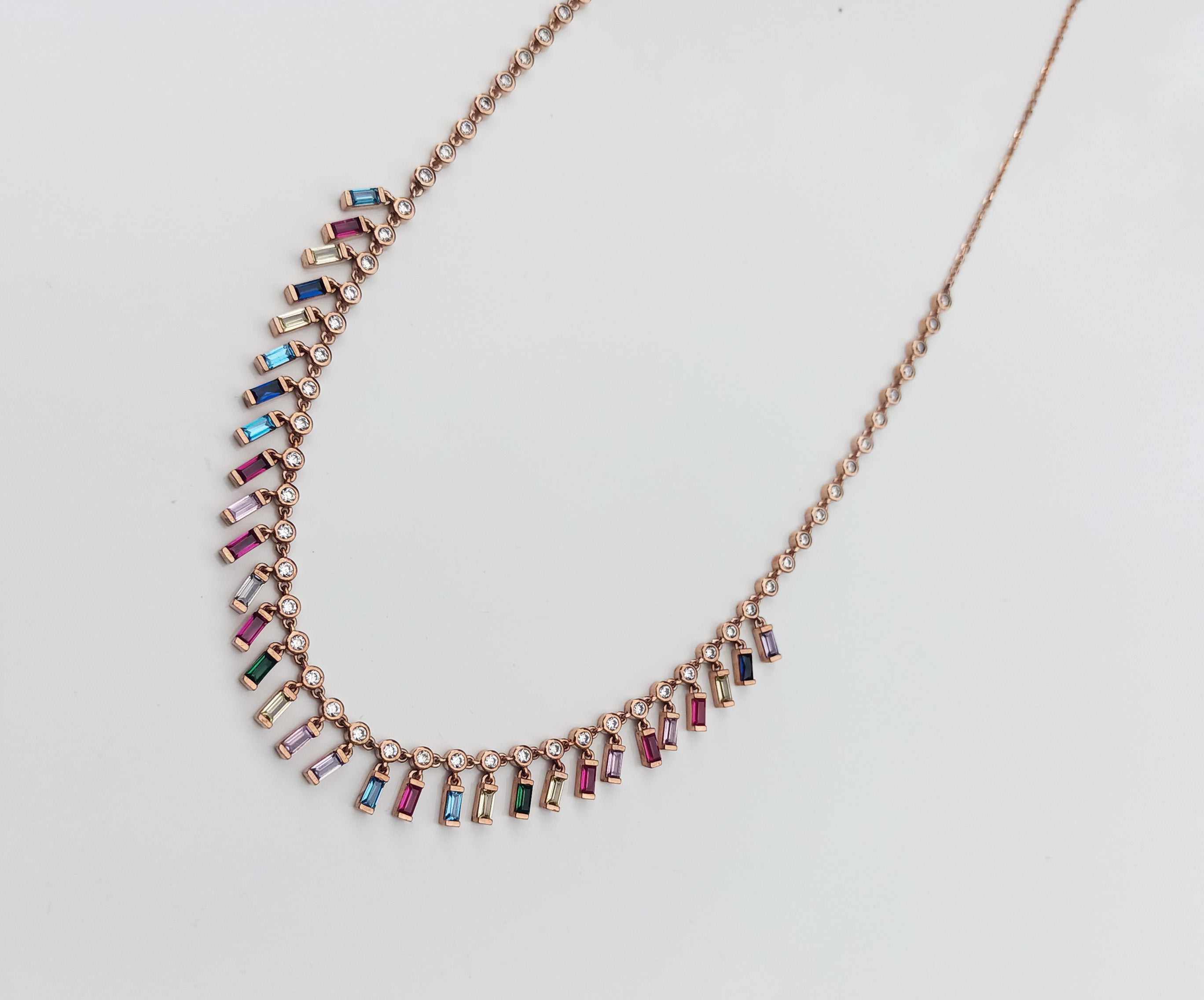 Elegant Multicolor Zircon Pendant Necklace – Authentic Rose Silver Jewelry