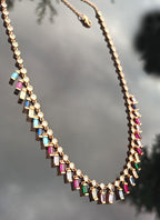 Elegant Multicolor Zircon Pendant Necklace – Authentic Rose Silver Jewelry