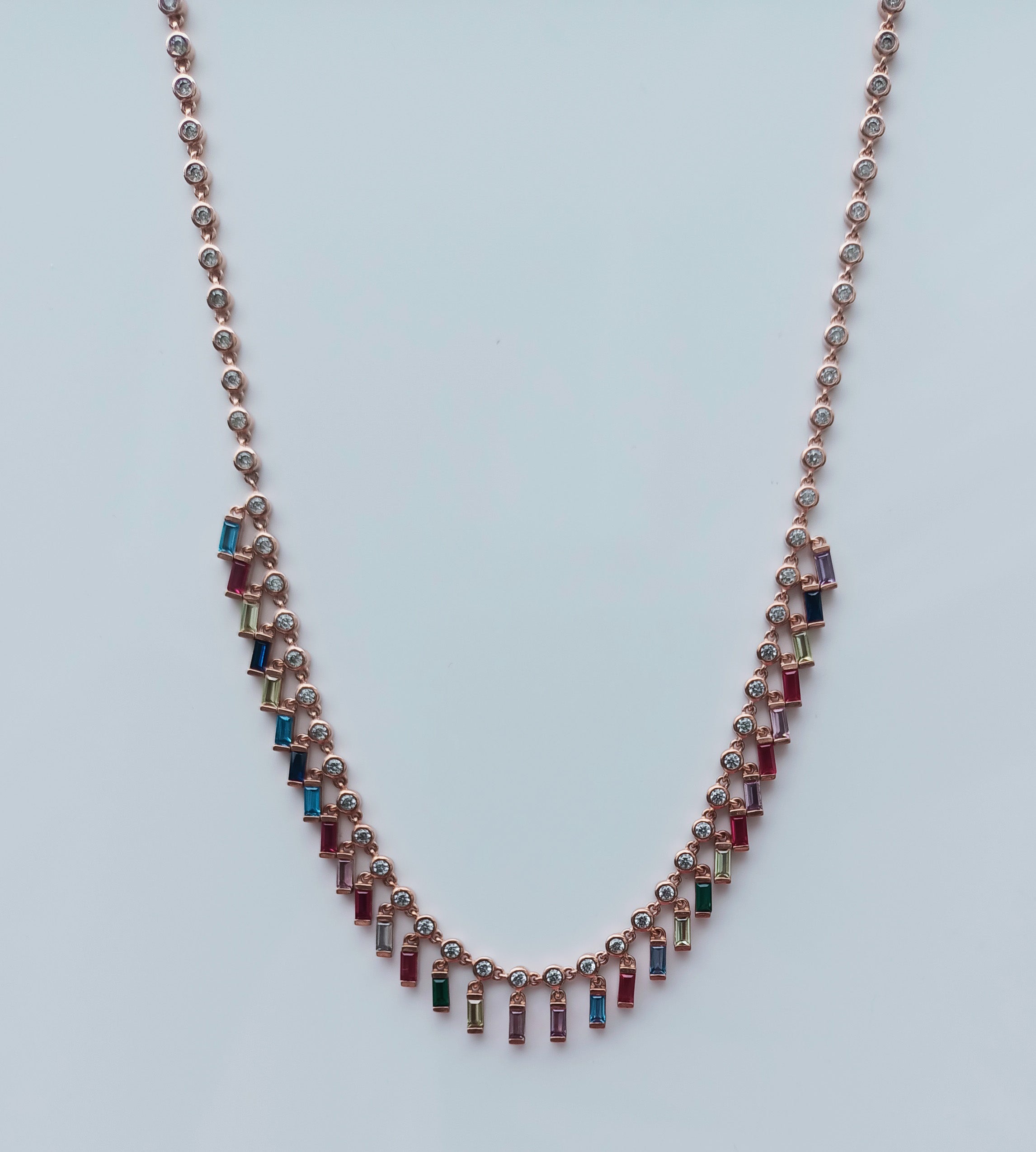 Elegant Multicolor Zircon Pendant Necklace – Authentic Rose Silver Jewelry