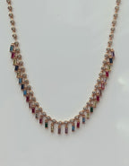 Elegant Multicolor Zircon Pendant Necklace – Authentic Rose Silver Jewelry