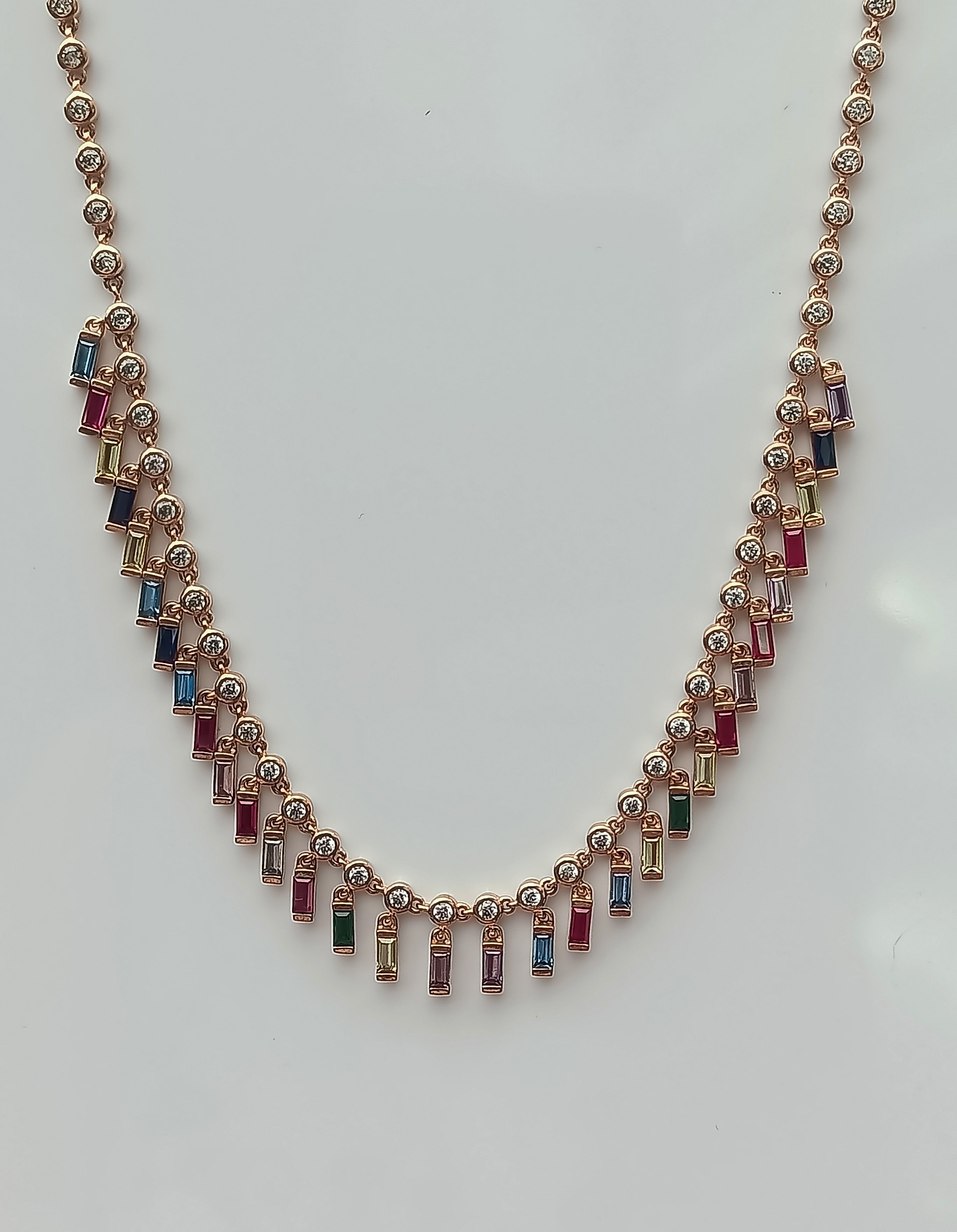 Elegant Multicolor Zircon Pendant Necklace – Authentic Rose Silver Jewelry