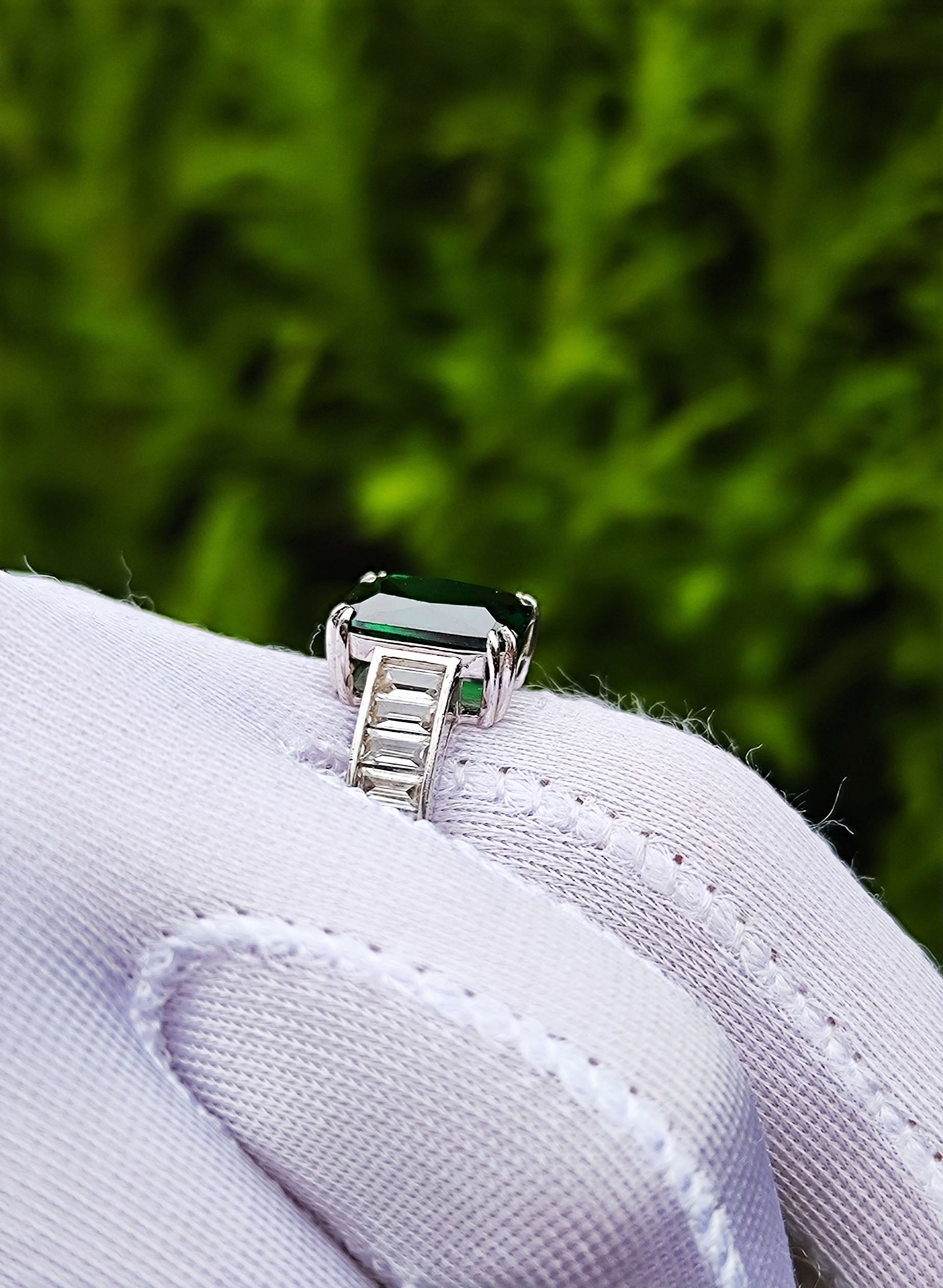 Handmade Emerald & Baguette Zircon Ring – 925 Sterling Silver Jewelry