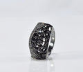 Handmade Zircon and Onyx Silver Ring, Handcrafted Zircon and Onyx Jewelry,Wedding Ring Gift, Black Silver Zircon and Onyx Ring,Gift for her