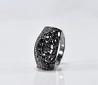 Handmade Zircon and Onyx Silver Ring, Handcrafted Zircon and Onyx Jewelry,Wedding Ring Gift, Black Silver Zircon and Onyx Ring,Gift for her
